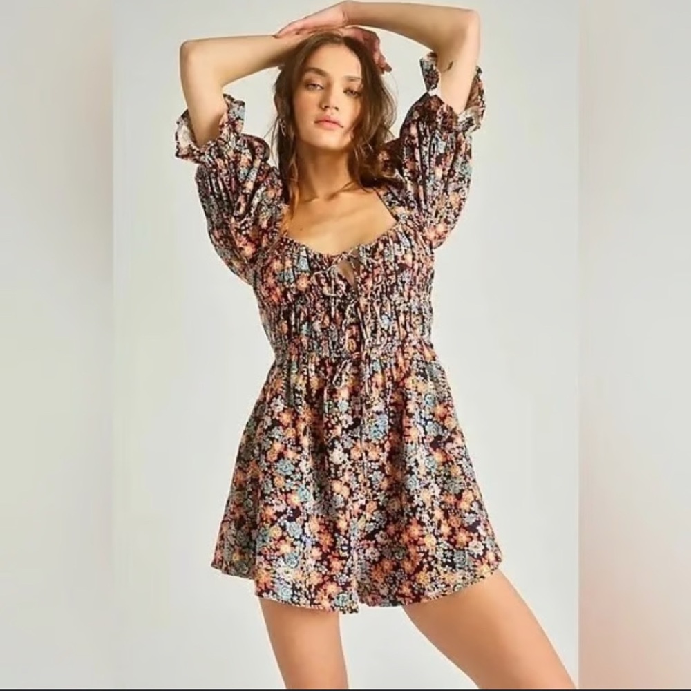 NWT Free People Large Multicolor Floral romper summer vacation woman’s